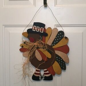 Wooden hand painted hanging turkey